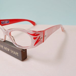 1950s Pink marbled Italian eyeglasses, 50s 60s Pastel red sunglasses, Nilsol spectacle frames