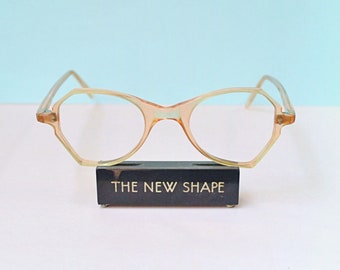 1930s Peach deadstock eyeglasses frames, 30s Light pink celluloid eye glasses