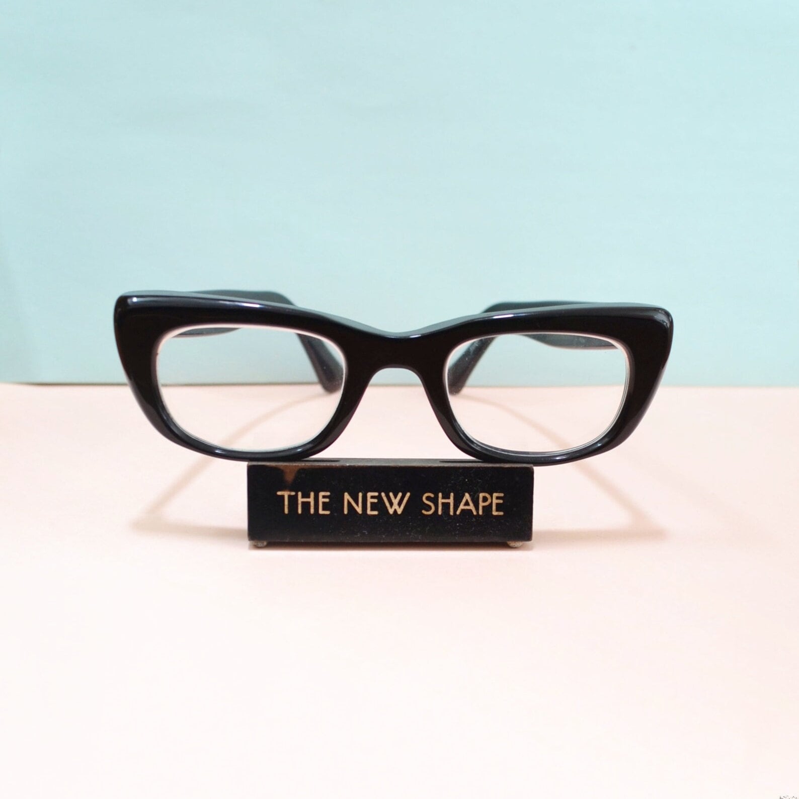 1960s Chunky Black Spectacle Frames, 60s Upswept Thick Eyeglasses