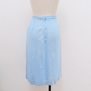 1960s Pale blue day skirt, 60s St Michael straight skirt, Pocket rayon cotton knee length L XL image 3