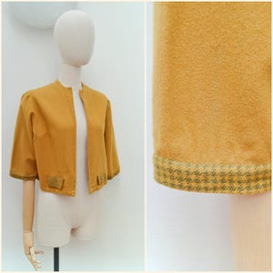 1950s Waist length wool jacket, 50s Woollen open front bolero, 40s original Autumn winter wear - M L