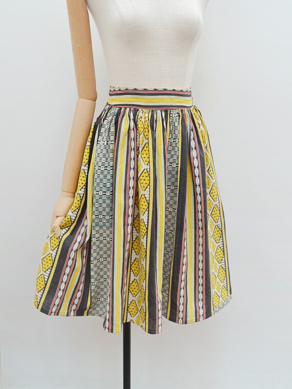 1950s Printed cotton gathered skirt, 50s Gathered… - image 5