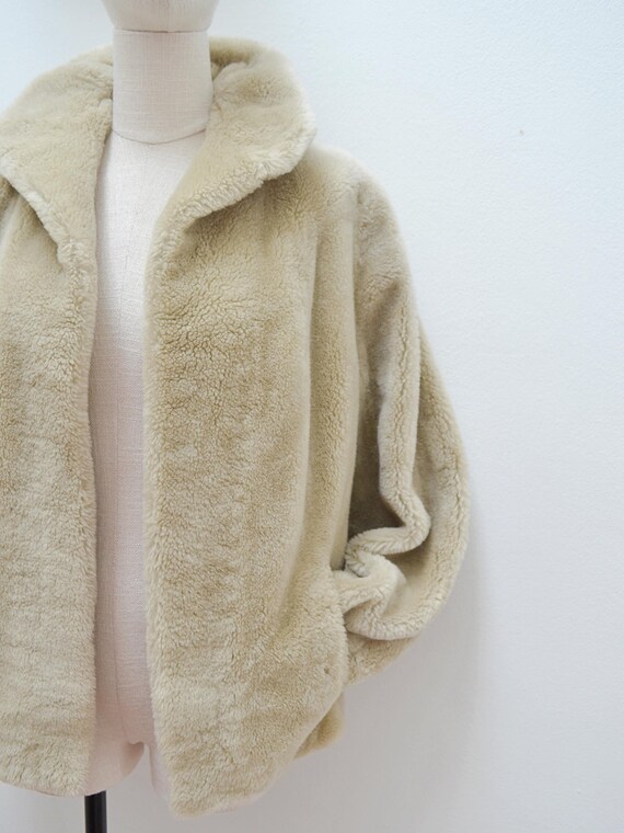 1940s Faux fur silk lined jacket, 40s Furry dolma… - image 3