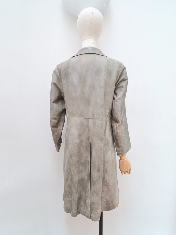 1970s Leather semi fitted Alcodin coat, 70s Distr… - image 3