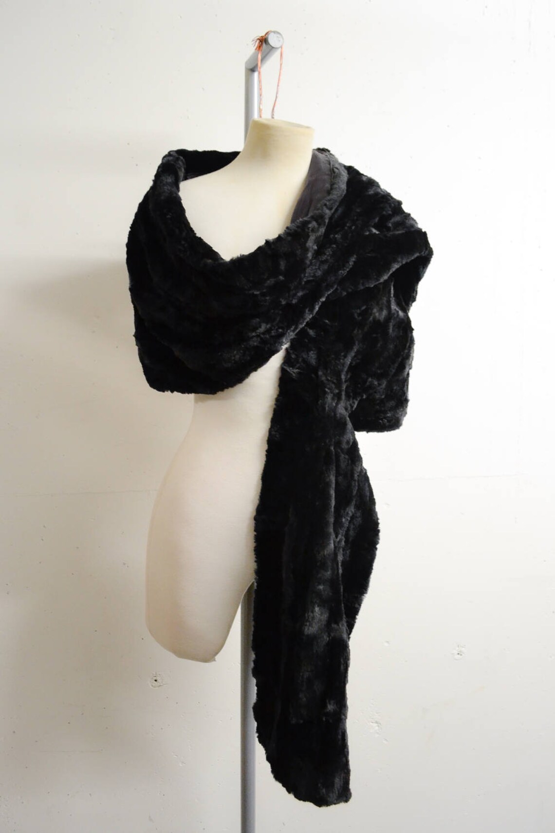 1930s Black mole fur long evening wrap / 30s moleskin & satin Etsy