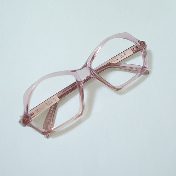1970s Mauve deadstock glasses frames, 70s Okula avant garde spectacles, Retro pastel eye wear