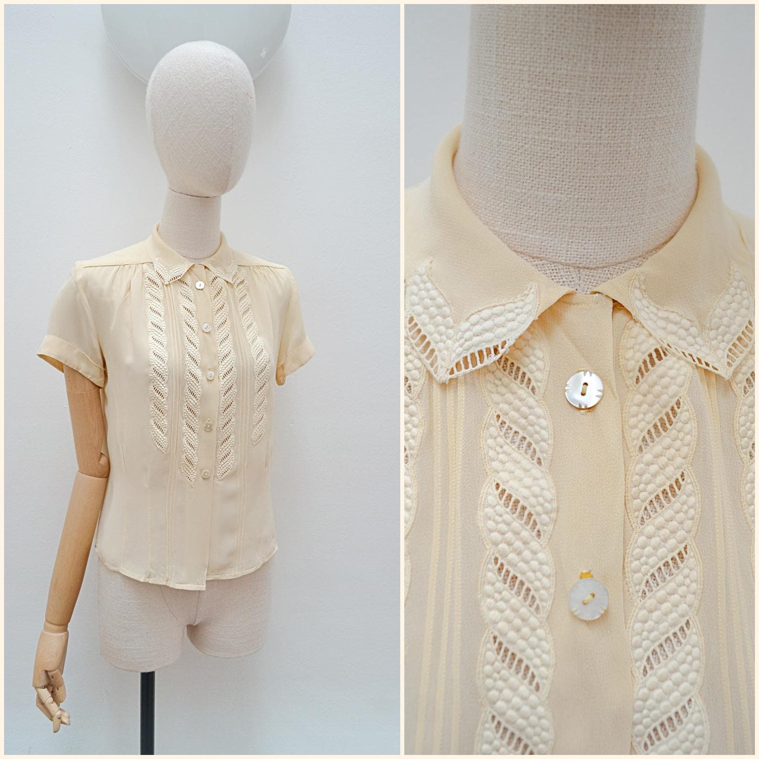 【驚きの値段で】 Pintuck UK Etsy - Blouse Lace トップス
