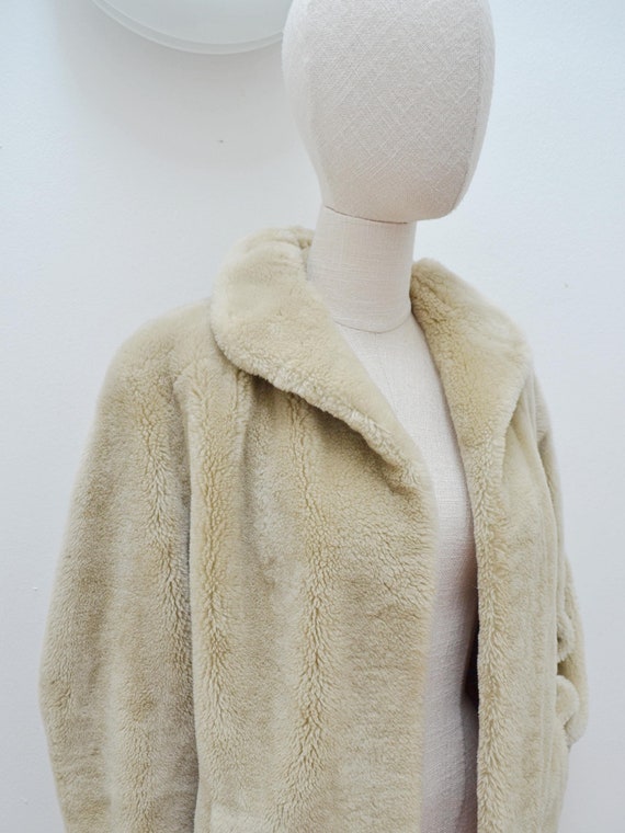 1940s Faux fur silk lined jacket, 40s Furry dolma… - image 5