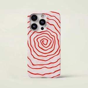 Pink and red Swirl Phone Case Retro Abstract Fun Phone Cover for iPhone 15 Pro Max 14, 13 12 11 8 Plus Samsung S23 Ultra Phone Accessories