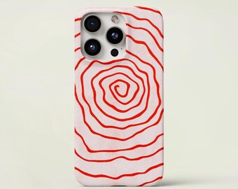 Pink Red Swirl Phone Case: Abstract Retro iPhone Samsung Cover