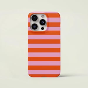 Coque MagSafe Tough pour iPhone 16 15 14 13 Pro Max à rayures orange et rose, rayures, coques de portable estival