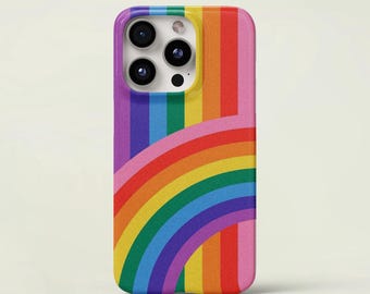 Retro Rainbow Stripe Phone Case, Colorful Protective Cover