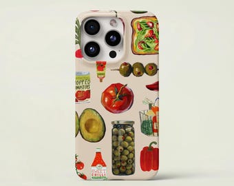 Capa de celular estilo comida italiana: capa protetora resistente com colagem para amantes de comida