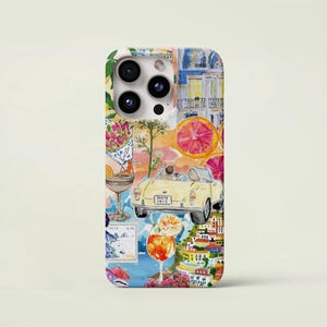 Coque de portable collage estival européen Summer Aperol Spritz Aesthetic 16 15 14 13 12 11 Pro max, Plus, Samsung Galaxy S24 S23 S22 S20 Ultra