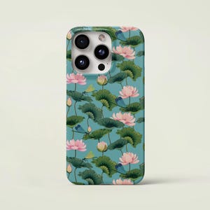 Summer lotus Phone Case Botanical Floral Case Cute girly style Phone Case  iPhone 16 15 14 13 12 11 pro max Samsung Galaxy S23 S24 Ultra