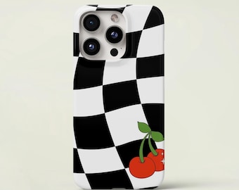 Custodia per iPhone a scacchiera: custodia antiurto a scacchi bianchi e neri