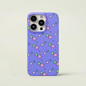Funda para iPhone con diseño de collage de estrellas y estrellas brillantes para iPhone 16, 15, 14, 13, 12 y 11, Samsung S25, S24 y S23. Fundas estéticas para teléfono.