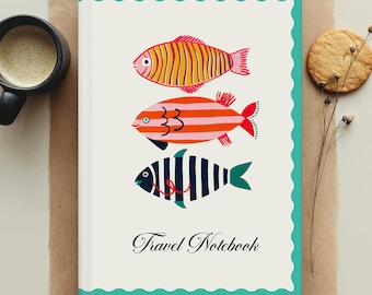 Travel Notebook – Nautical Hardcover Journal, Summer Vacation Diary, Colorful Sea Travel Log Book