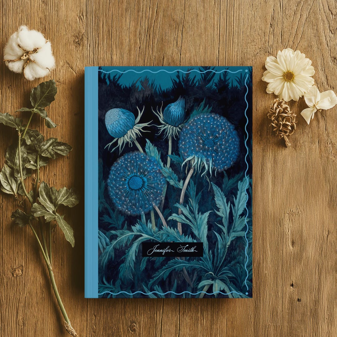 Personalized Botanical Notebook – Custom Name Journal, Dark Floral ...