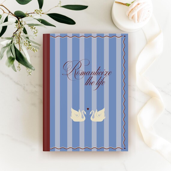 Romantic Aesthetic Notebook – Romanticize the Life Hardcover Journal, Elegant Writing Valentine Gift