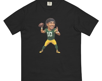 Green Bay Packers Jordan Love, uniseks kledingstukgeverfd zwaargewicht T-shirt