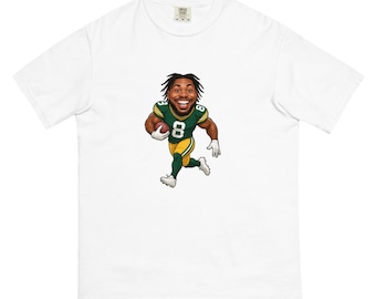 Green Bay Packers Josh Jacobs, uniseks kledingstukgeverfd zwaargewicht T-shirt