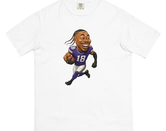 Minnesota Vikings Justin Jefferson Uniseks kledingstukgeverfd zwaargewicht T-shirt