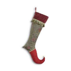 Christmas Elf stocking Theodora | Green and Red | Luxurious | Winter decoration | Holiday Decor | Traditional | Christmas decoration