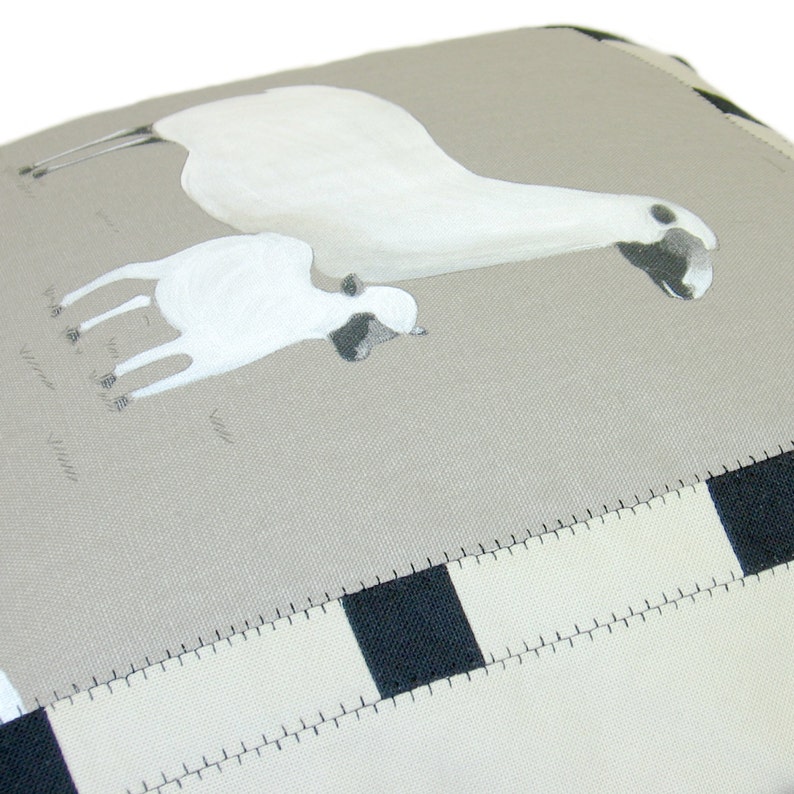 Decorative Pillow Ewe and Lamb Square cushion 18 x 18 Country home decor Accent Black Gray White Beige Animal Farmhouse Eclectic image 4