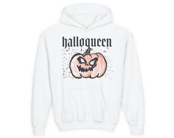 Youth HalloQueen Hoodie: Spooky Pumpkin Halloween Sweatshirt