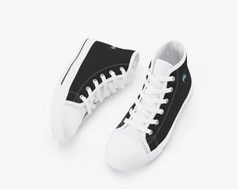 Zapatillas altas de lona para niños / Zapatillas negras personalizadas / Zapatos casuales cómodos para niños y niñas