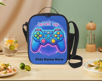 Personalized Kids Lunch Bag – Gaming Controller, Level Up Design