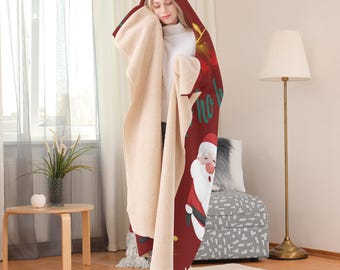 Cozy Hoodie Blanket | Dual‑Sided Soft Fleece | Christmas Gift | Warm Wearable Blanket