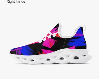 Färgglada Bounce Mesh Stickade Sneakers - Vita