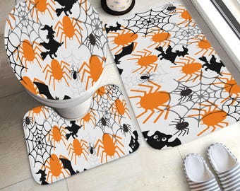 Halloween 3-Piece Toilet Rug Set – Non-Slip, Absorbent, Spooky Bathroom Décor