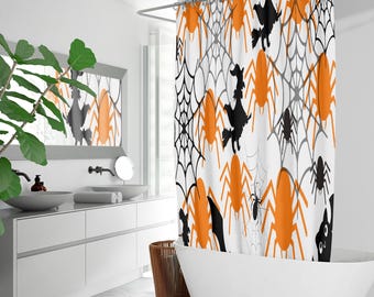 Halloween Shower Curtain – Waterproof Quick-Dry Spooky Bathroom Decor with Hooks