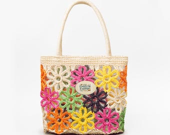 Colorful Flowers Straw Bag