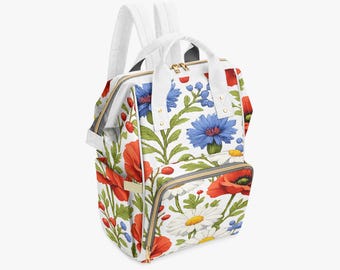 Zaino fasciatoio floreale / Borsa per neonati in tela con molteplici tasche / Leggero e resistente / Design XpressFamilyGo