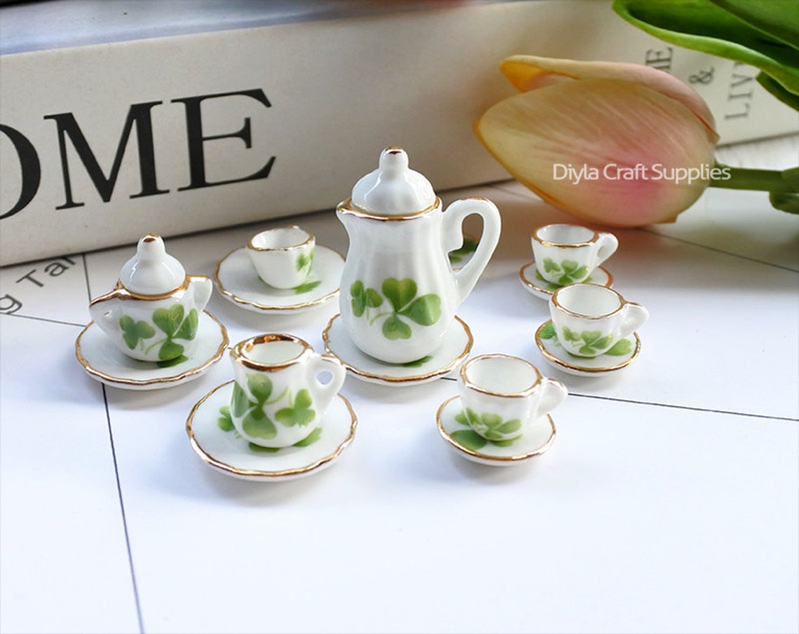 15pcs One Set Lovely Exquisite Miniature Ceramic Tea Set Etsy