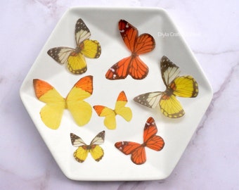 10pcs Organza Fabric Butterfly Wings yellow butterfly orange butterfly Organza butterflies Miniature for  Jewelry Making Earrings Findings