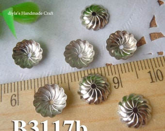 30 pcs 10mm  brass plated silver filigree bead caps  for bead wraps/caps /flowers(B3117b)