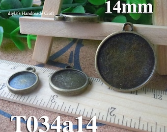 10 Stücke antike Bronze passen 14mm Cabochon Anhänger Basis (T034a14)