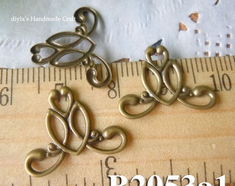 16pcs 14x18mm brass plated Bronze  Filigree Jewelry Stampings ConnectorsSetting Cab Base  Finding for bead wraps/caps /flowers (B2053a1)