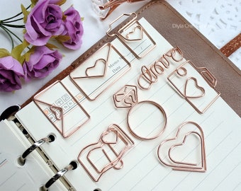 Rosé Gold Büroklammern Set, Metall Lesezeichen, Planer Clips (8 Stück)