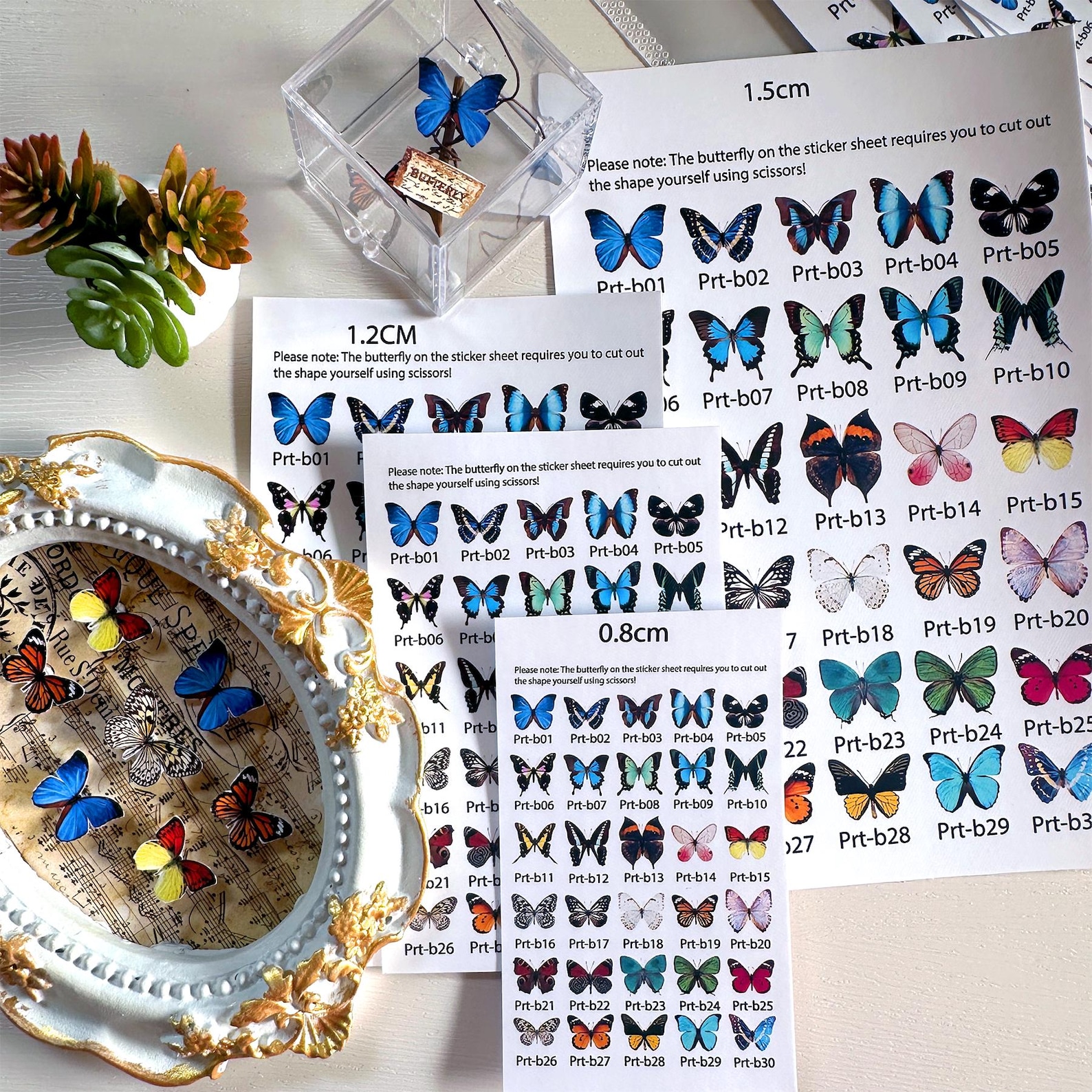 Sticker Butterfly Project Mini Butterfly Stickers for Miniature Scene DIY Projects or Dollhouse ...