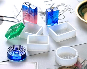 water ripple mold, pendant mould, gem silicone mold, jewelry resin mold, water effect craft mold, silicone rectangle mold, round moulds M84