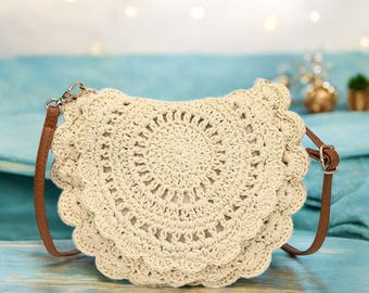 Boho Woven Cotton Shoulder Bag: Summer Beach Crossbody Purse