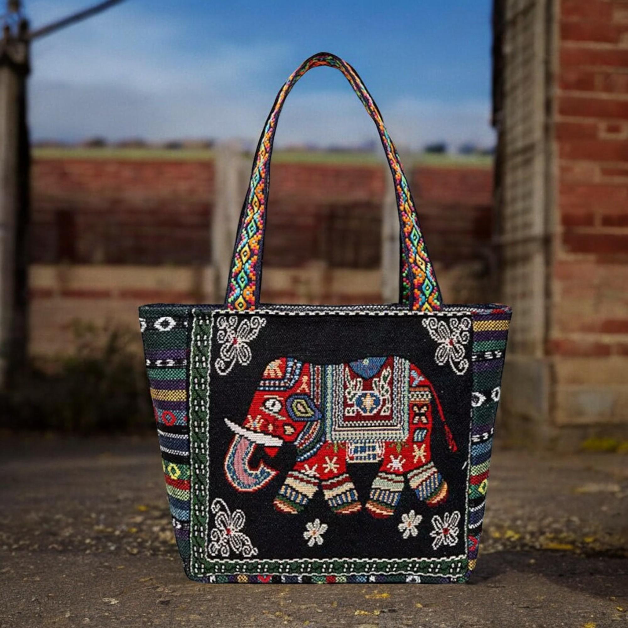 Damen-Rucksack Im Boho-Stil – Elephant Canvas, Große Umhängetasche Mit Mehreren Fächern