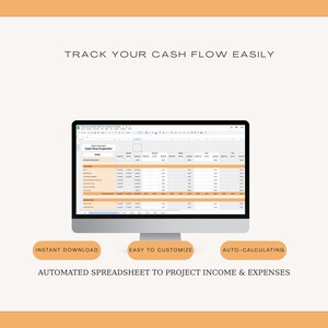 Business Cash Flow Planner & Forecast | Automated Income - Expense Spreadsheet | Small Business Budget Tool