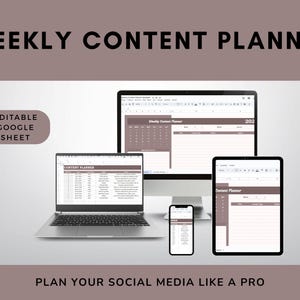 Weekly Content Planner Template for Google Sheets | Social Media Calendar 2024 | Content Strategy Organizer